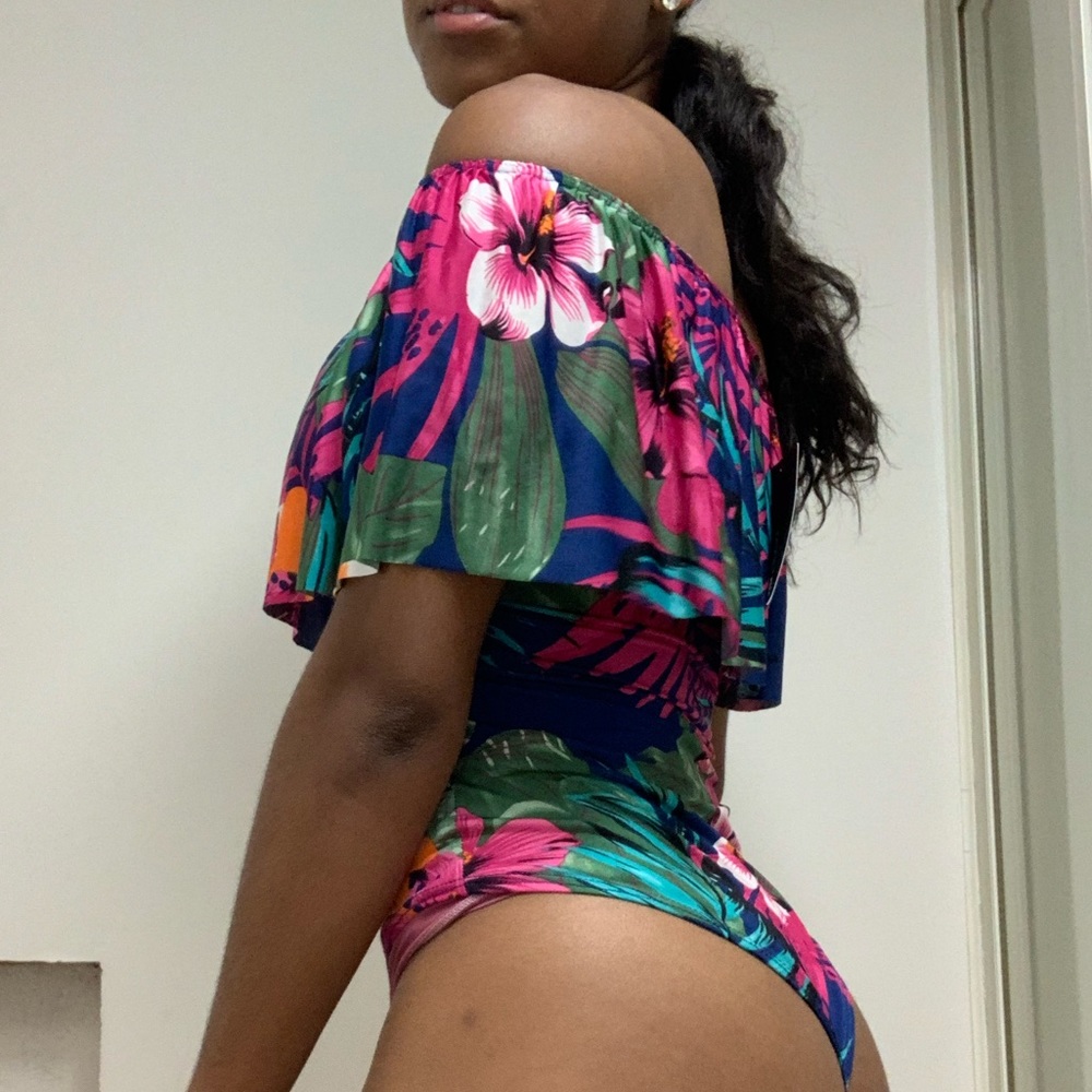 Floral off the shoulder bodysuit from fashionnova